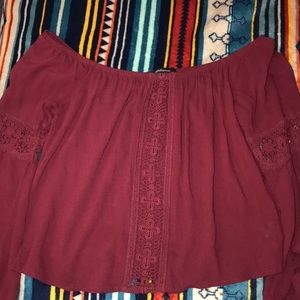 Burgundy Off-The-Shoulder Ambiance Size S Top